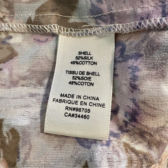 Rebecca Taylor ‘Penelope’ Purple Floral Print Top with Gathered Waist Size 4 - Picture 11 of 16